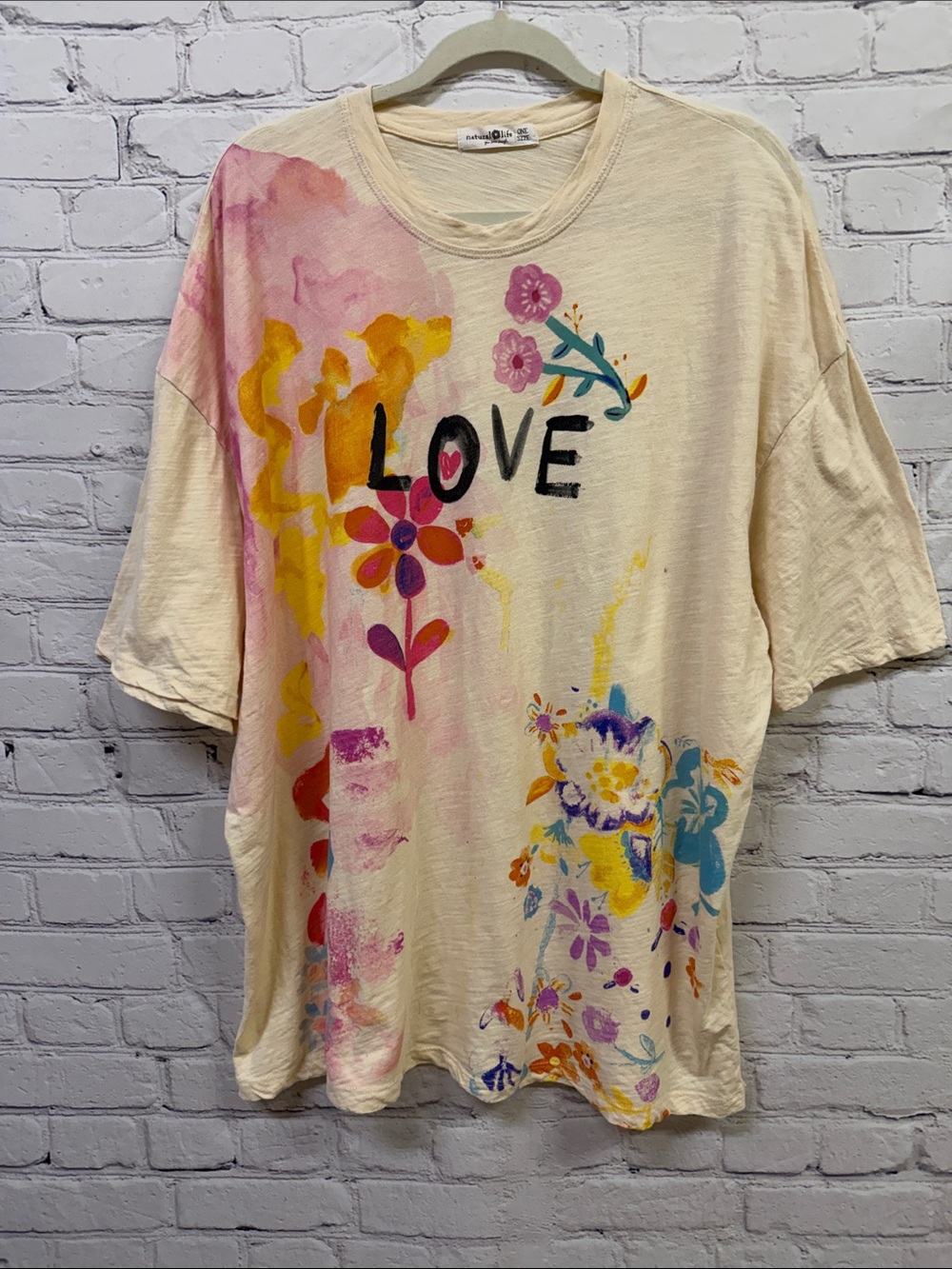 Natural Life Love Floral Print Tunic T-Shirt women's one size